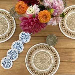 Mantel Individual de comedor de algas marinas hecho a mano, platos de cargador de ratán Natural, manteles de mesa de boda para Decoración de mesa del hogar, accesorios de mesa - Product Image 2