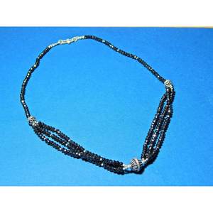 Collar de cuentas espinales negras de Plata de Ley 925 con piedras preciosas de ónix negro joyería de moda hecha a mano para su regalo - Product Image 2