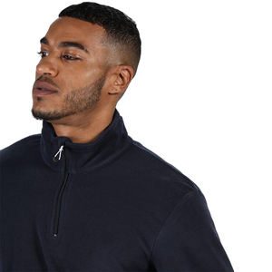 Good Quality <b>Mens</b> <b>Quarter</b> <b>Zip</b> Sweatshirt Navy Blue Stand Collar Full Sleeve Outdoor Pullover Comfortable Stylish <b>Men</b> - Product Image 4