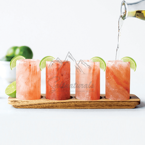 Vasos de chupito de tequila de sal del Himalaya elegantes de diseño personalizado con bandeja hechos a mano para la mejor experiencia de beber - Product Image 3
