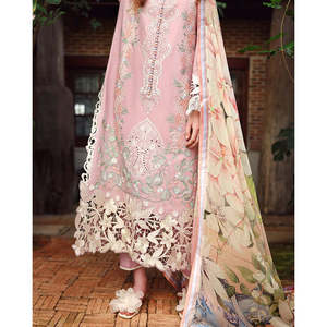 MUSHQ 3-PC Lawn Embroidered Chiffon Shirt with <b>Silk</b> Printed Dupatta and <b>Trousers</b> for Spring/Summer BIC-4901 Collection - Product Image 4