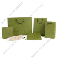 Boîtes et sacs d'emballage cadeau de luxe à motif rétro, de haute qualité, de marque internationale verte, pour ensembles de bijoux, en papier