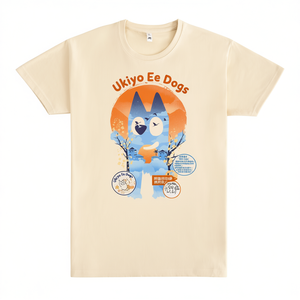T-Shirt Promozionali Personalizzate con Illustrazioni di Cani in Stile Ukiyo-e, Arte Giapponese Unica, Ideali per Amanti dei Cani! - Product Image 2