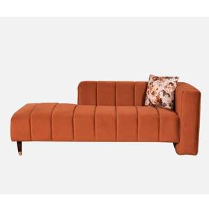 Modern Serenity RHS <b>Chaise</b> Lounger in Rust Velvet Comfortable Fabric <b>Lounge</b> <b>for</b> Living Room - Product Image 4