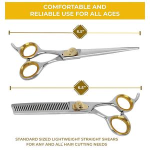 Ensemble de coupe de cheveux de barbier professionnel de haute qualité pour droitier poignée en acier inoxydable ciseaux Type de lame droite rasoir amincissant - Product Image 3