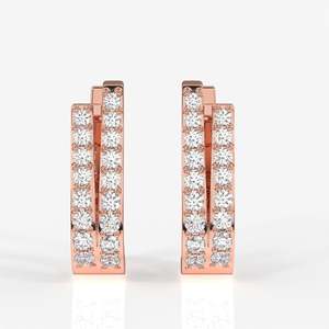 ต่างหูห่วงมอยซาไนต์ทอง 14k ดูอัล กลีม - Product Image 6