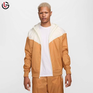 Veste coupe-vent à col montant et à blocs de couleur unie pour homme, logo personnalisé sur le devant, couleurs contrastées, veste d'hiver pour l'extérieur - Product Image 1