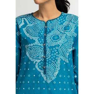 Conjunto de Traje de Verano Festivo de 3 Piezas para Mujer, Azul, Estampado en Laca, 100% Algodón - Product Image 4