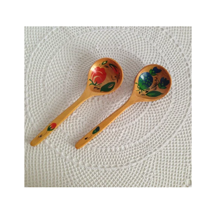 Cuillère à salade en bois personnalisée avec poignée imprimée de fleurs en émail Serveur à salade Ustensiles de cuisine personnalisés Top Sale - Product Image 4