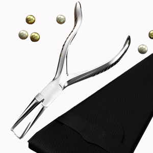 Pince à extensions de cheveux à finition miroir, poignée incurvée, pince à extensions de cheveux, pince à coiffer les cheveux avec pochette noire - Product Image 1