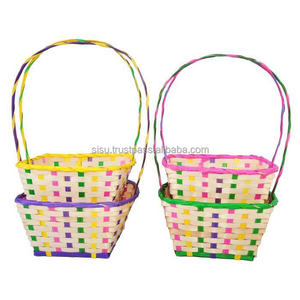 ตะกร้าเก็บของทำมือจากไม้ไผ่สีเขียวแดงธรรมชาติ เป็นมิตรกับสิ่งแวดล้อม สำหรับเทศกาลอีสเตอร์ ยี่ห้อซิซูแฮนดิคราฟท์ - Product Image 3