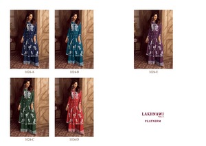 ชุดไหมสังเคราะห์สำหรับผู้หญิงและหญิง,ผ้าเรยอนปักลายอนัลกาลี Kurti Palazzo สำหรับงานแต่งงานงานเลี้ยง - Product Image 6
