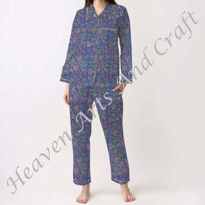 Conjunto de Pijamas de Algodón 100% para Mujer, Ropa de Dormir Suave para el Hogar, Conjunto de Pijamas de Primavera/Verano con Estampado Floral/Personajes/Letras/Estampado/Vacaciones/Árbol PJ094 - Product Image 5