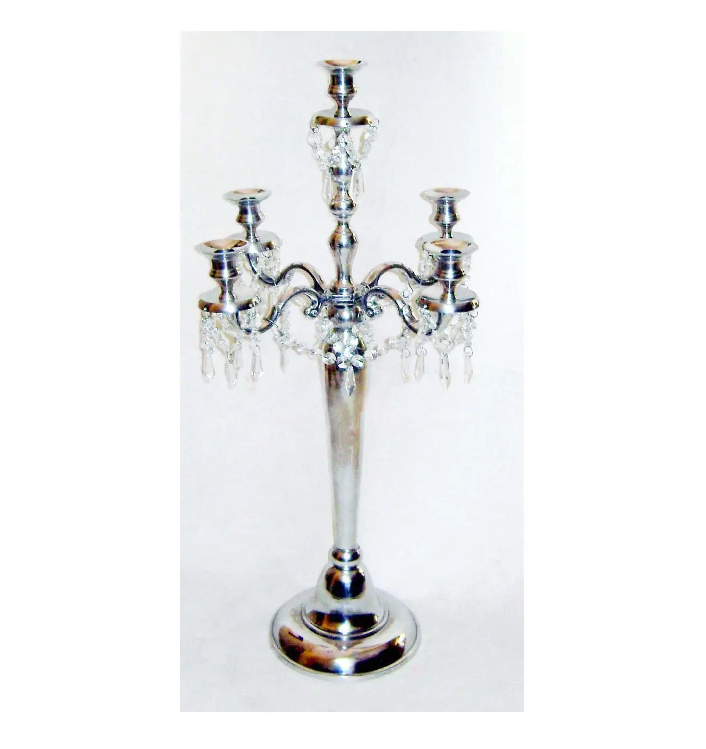 Suporte de vela para decoração de casamento, candelabros de 5 braços, suporte de vela banhado a prata chamativo, desenho personalizado à venda