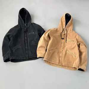 Mode décontractée col rabattu en métal veste zippée complète personnalisée vierge toile de coton lourd vêtements de travail veste de travail pour hommes - Product Image 1