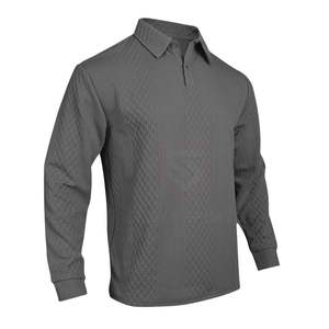 <b>Men</b> Long Sleeve <b>Polo</b> <b>Shirt</b> Textured Waffle Knit <b>Grey</b> Casual Autumn Tops Cotton Blend Custom Logo Smart Daily Wear Sweater - Product Image 5