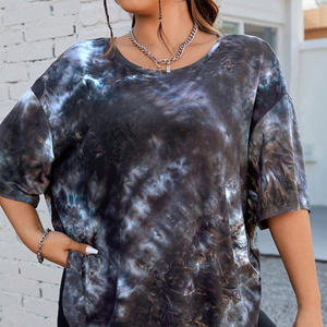 เสื้อมัดย้อมสำหรับผู้หญิงเสื้อวินเทจผ้าฝ้ายระบายอากาศได้มีกระดุมพิมพ์โลโก้สำหรับใส่ฤดูร้อน - Product Image 2