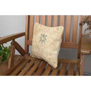 Diseño rústico 12x12 pulgadas Beige lana Kantha Patchwork almohada tejida Vintage bordado estampado Floral para piso de coche Navidad - Product Image 3