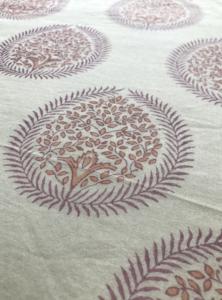 Hand Block Printed Cotton Fabric Traditional Indian Tree Buti Circle Print in <b>Blush</b> & Mauve Tones - Product Image 3