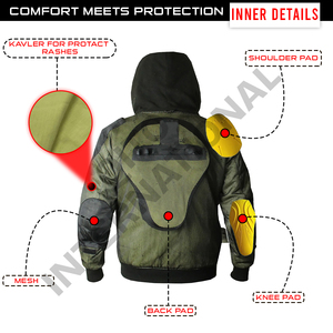 Sudadera Protectora para Motociclistas con Armadura CE, Chaqueta de Motociclismo Forrada con Aramida, Sudadera Reforzada con Kevlar para Hombre - Product Image 5