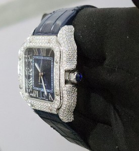 Reloj de Lujo con Esfera Azul, Cristal de Zafiro, Diamantes de Moissanita, Caja Cuadrada, Movimiento Mecánico Miyota, Analógico, 40 mm, Fecha Automática, Elegante y Moderno - Product Image 4