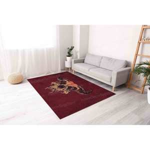 Printed Wool Rug-Modern Horror Devil Demon Patchwork Design with <b>Latex</b> Backing <b>for</b> Home or <b>Man</b> Cave Goblen Rug - Product Image 4