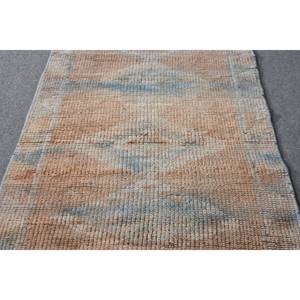 Tapis en Laine Turque Vintage de 2,4X10 pieds, Orange et Bleu, Tissage Plat, Design Patchwork pour Décorations de Salon - Product Image 3