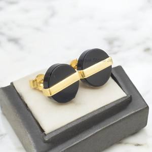 Handmade 925 Sterling Silver 18K Gold Plated Onyx Stud <b>Earrings</b> <b>for</b> <b>Women</b> Natural <b>Black</b> Onyx Bezel Setting IGI Certified - Product Image 2