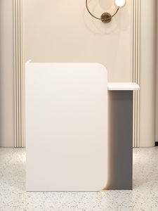 Customizable Modern White Reception <b>Desk</b> with <b>Large</b> Storage for Office Salon Hotel Gym-Wood Material - Product Image 4