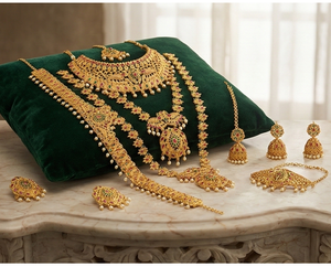 Ensemble de collier long en perles fantaisie, bijoux de mariée anciens, pièce traditionnelle de créateur, parfait pour les occasions de fête magnifiques - Product Image 3