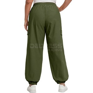 Lo último en pantalones holgados informales para correr, pantalones Cargo de invierno, ropa de calle de cintura media de secado rápido para actividades al aire libre, Jogger de carga teñido liso - Product Image 4