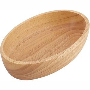 Ensaladera Ovalada de Madera Natural Ecológica |   Tazón de Madera de Caucho Sostenible para Frutas y Aperitivos, Logotipo Personalizado, Tazón al por Mayor - Product Image 1