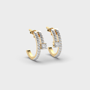 Luxury 18K Gold Plated Diamond <b>Huggie</b> Earrings Round Brilliant Cut Channel Setting Women's Everyday Wear - Product Image 3