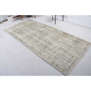 Tapis en laine 3,9x9,2 pieds, design patchwork écologique, gris, tapis persan traditionnel avec envers en latex - Product Image 1