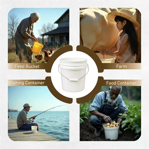 Fabriqué en Chine, seau en plastique blanc et noir <span class=keywords><strong>SDPAC</strong></span> avec couvercle et poignée pour le rangement, conteneur pour la maison et le ménage - Product Image 4