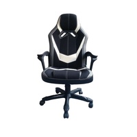 Chaise de bureau et de jeu pour adulte TREVISO Jet-Line, fauteuil extensible, hauteur réglable, noir et blanc, plastique, polyester, 61 cm