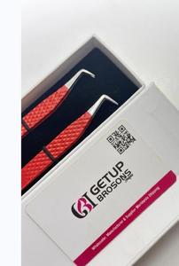 ขายส่งชุดแหนบต่อขนตา Getup Brosons 2 ชิ้น ชุดโลโก้สั่งทำ สีแดง สแตนเลสสตีล ป้องกันไฟฟ้าสถิตย์ ขนาด 10 มม. ปลายเรียบ - Product Image 6