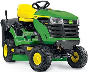 Tracteur de jardin John Deere, tracteur à conducteur marchant, 15 CV, transmission par engrenages, 2 roues motrices, vert avec siège et roues jaunes - Product Image 1
