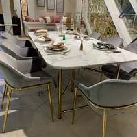 Ensemble table à manger en marbre de luxe et brillant Simple carré avec dessus en pierre maisons extensibles restaurant extérieur chambre à coucher école salle de bain
