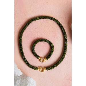 Set di Gioielli in Giada Lavorato a Mano Certificato con Chiusura in Argento, Collana 48 cm, Bracciale 19 cm - Product Image 2
