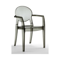Fauteuil empilable en polycarbonate avec accoudoirs pour usage intérieur et extérieur, chaise de salle à manger transparente pour restaurant, café, terrasse