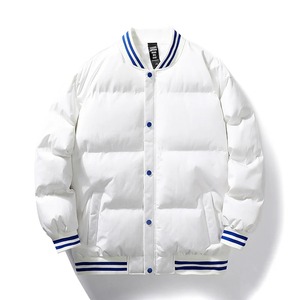 Custom Male Bubble Bomber <b>Jacket</b> for Winter Outdoor Thick Quality Canvas Coat with Stand Collar - Product Image 4