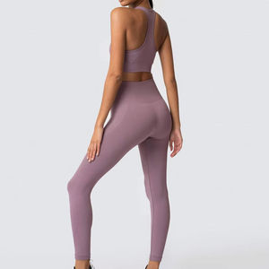 Ensemble de leggings de yoga pour femmes sur mesure, respirant, soutien-gorge de sport sexy, taille élastique, legging de sport, motif uni, nouveau design tendance - Product Image 4
