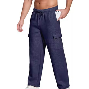 Regular Fit Customized Logo Printing High Waist Lightweight Casual Men's <b>Drawstring</b> Straight <b>Trousers</b> Wholesale - Product Image 5