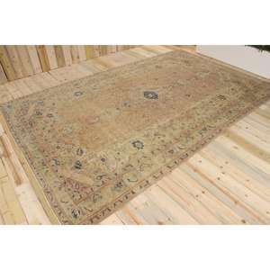 Tapis vintage 7,7x11,5 pieds, tapis turc surdimensionné, tapis en laine rayé marron - Product Image 1