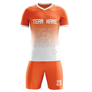 Tenues de football imprimées à manches courtes 100 % polyester, légères, respirantes et à séchage rapide, kits d'entraînement de football OEM en gros - Product Image 2