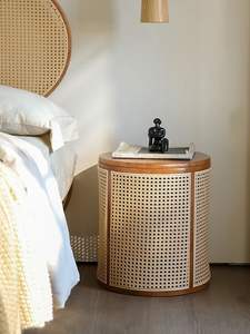 Plateau de service en rotin fait main Table en bois plateau en osier pour le stockage taille personnalisée ferme décor à la maison - Product Image 6