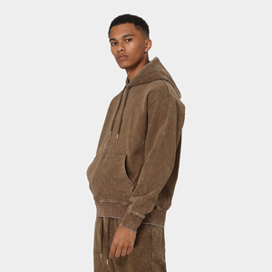 Nouveau Style poids lourd 500 Gsm Vintage sweat à capuche lavé à l'acide pour hommes surdimensionné Boxy Crop sweat à capuche impression numérique pour l'hiver - Product Image 6