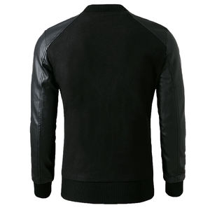 Veste de baseball en cuir pour homme, à manches longues, avec bordure en tricot côtelé, personnalisée - Product Image 2