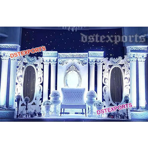 Magnifique décor de scène de mariage asiatique moderne et professionnel, panneaux de fond en fibre de verre, taille et couleur personnalisables - Product Image 1